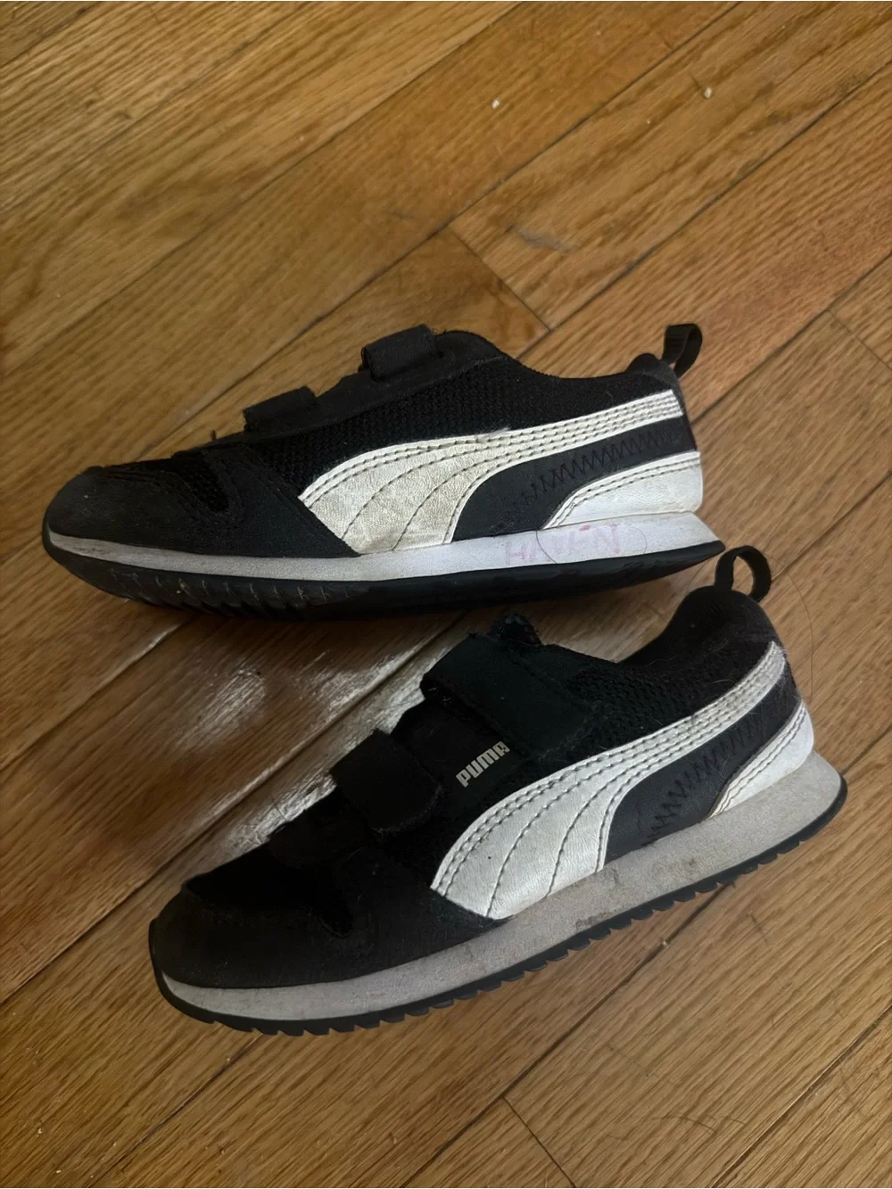 Puma Kids Black and White Velcro Sneakers